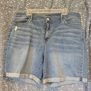 A.N.A. Jean Denim Shorts Rolled Cuff Boyfriend Distressed Bermuda 20W